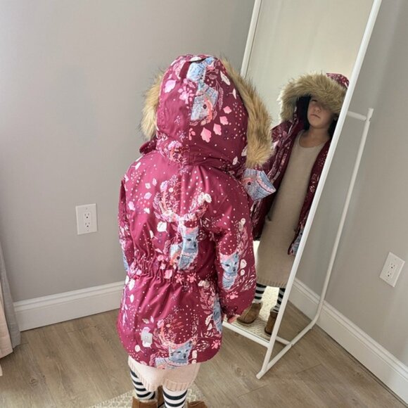 🌈 Reima 🌈 Girls' waterproof hooded jacket Muhvu Jam Red - Picture 4 of 16